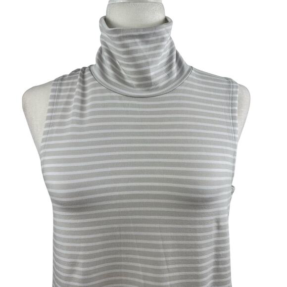 Garnet Hill Striped Turtleneck Tunic Top Sleeveless Small Tencel Preppy Office - Picture 2 of 12